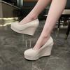 Scarpe Eleganti Taglia Grande Scarpe Singole Estive Nuove Punta Tonda Bocca Bassa A Calzare Piattaforma Impermeabile Antiscivolo Tacco Alto Scarpe con Tacco