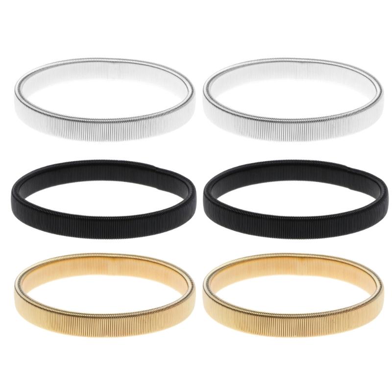 

Set of 6 Fashionable Alloy Wristbands Versatile Metal Spring Wristwears Fashionable Resilient Bracelets Decorations 1