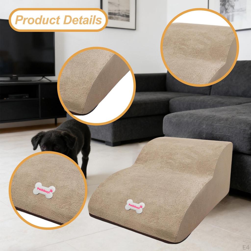 2 Step Dog Stairs Ramp Non Slip Bottom Washable Puppy Couch Ladder Multipurpose for Puppy, Car