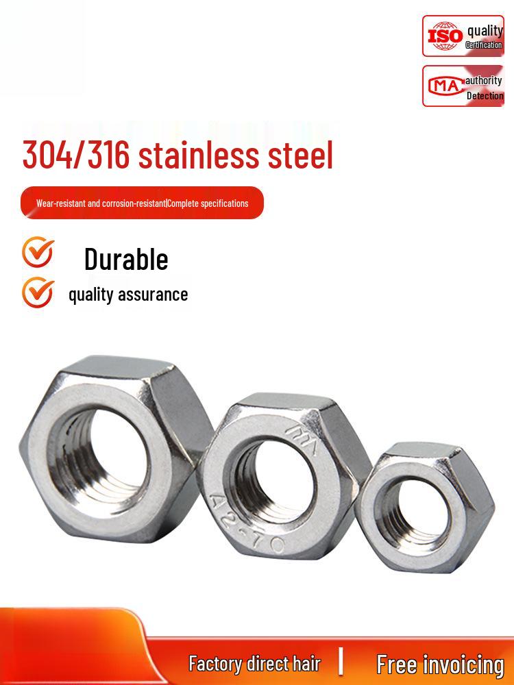 

304/316 Stainless Steel Hex and Cap Nuts Assortment - Sizes M2 to M20 M3 316 Material [50 pieces]
