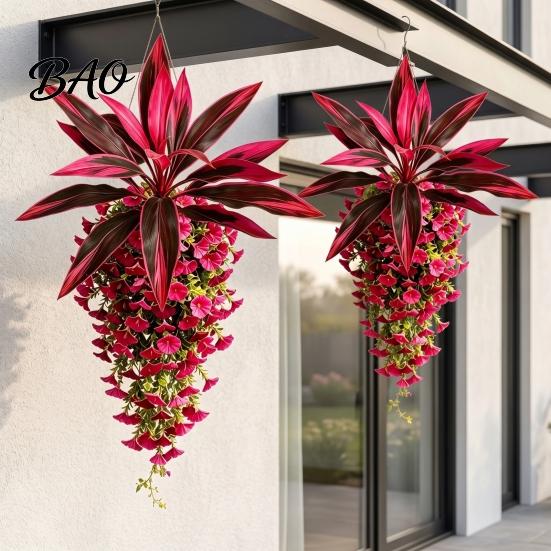 Silk Flower Garland for Wall Artificial Flowers, Plants Hanging Outdoors, UV Resistant Faux Long Lasting Decorative Floral Vines Indoor Outdoor