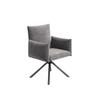 Set of Two Dining Chairs, Upholstered Armchair with 4 Metal Legs, 360 degrees Casual Swivel Chair, Work and Desk Chair, Lumbar Support, Velvet, Grey