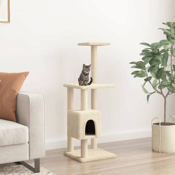 VidaXL Cat Tree with Sisal Scratching Posts Cream 104 Cm 171469