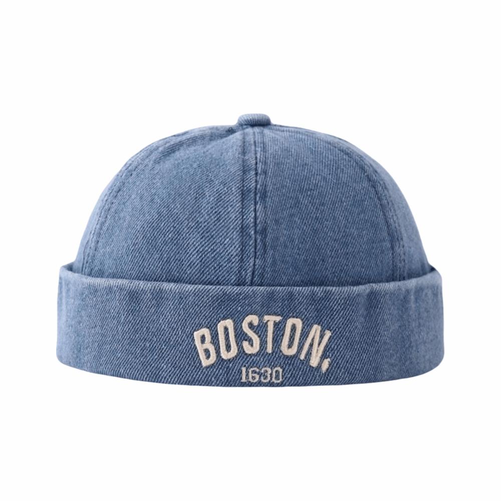 Adjustable Baby Brimless Hat Letter Embroidered Landlord Cap Retro Children Melon Beanie  Unisex синий