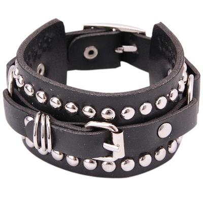 Fashion Punk Style Rivets Buckle Belt Chain Charm Leather Bracelets Best Gifts