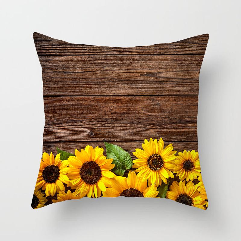 45x45cm Sunflower Print Cushion Cover Plant Landscape Pillowcase Decoration Pillow Cover For Living Room Bedroom Chair Decor