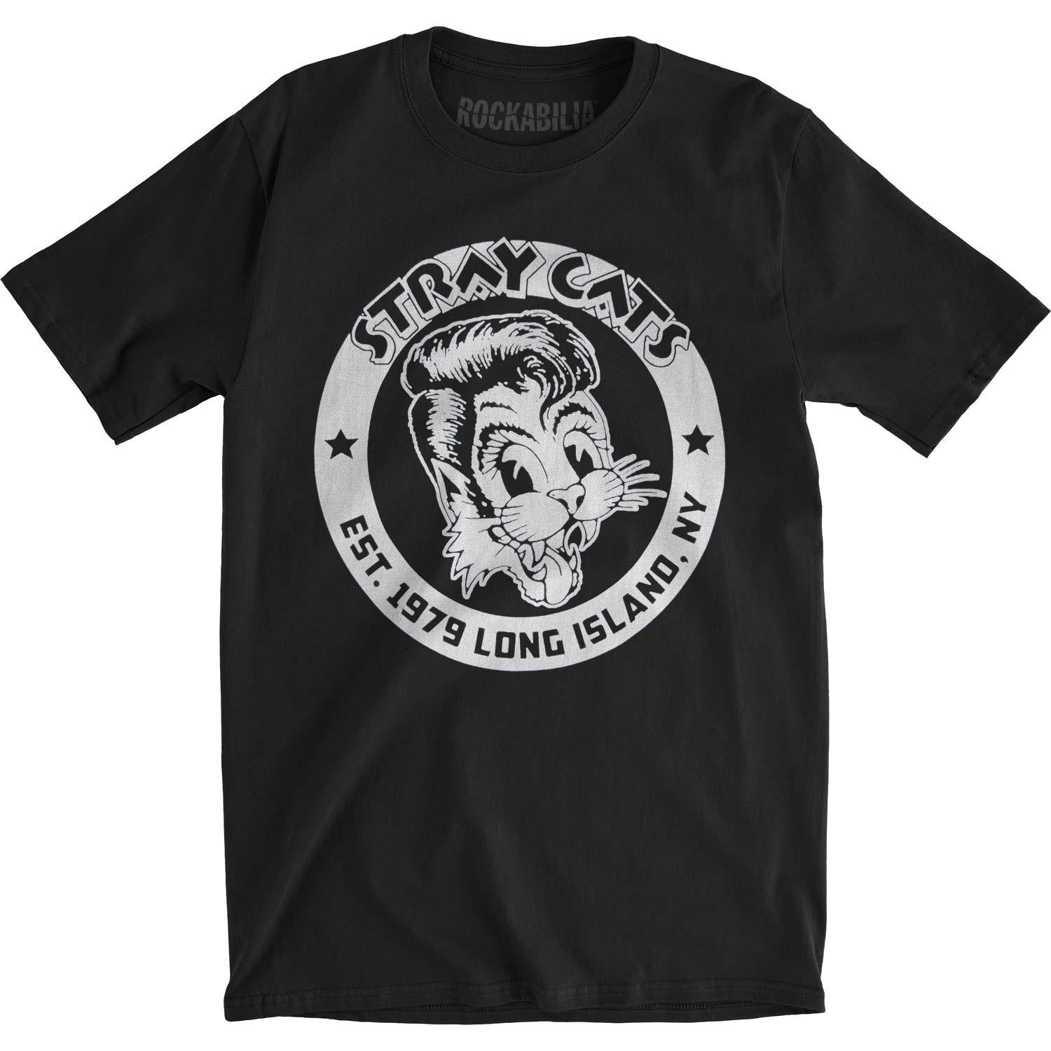 Men s Stray Cats Established 1979 Slim Fit T-shirt X-Large Black 4XL