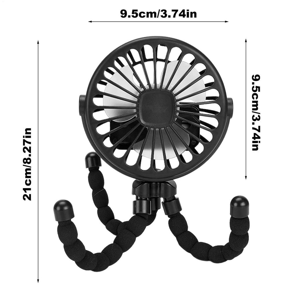 Baby Stroller Fan Mini Portable Outdoor Fan USB 3 Speed Flexible Octopus Fan Tripod Clip On Handheld Fan for Outdoor Camping