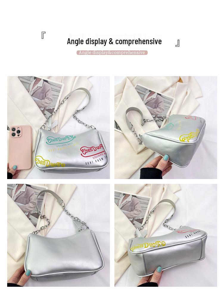 2023 Autumn Korean Style Girlish Heart Shoulder Bag: Niche Baguette Chain Design