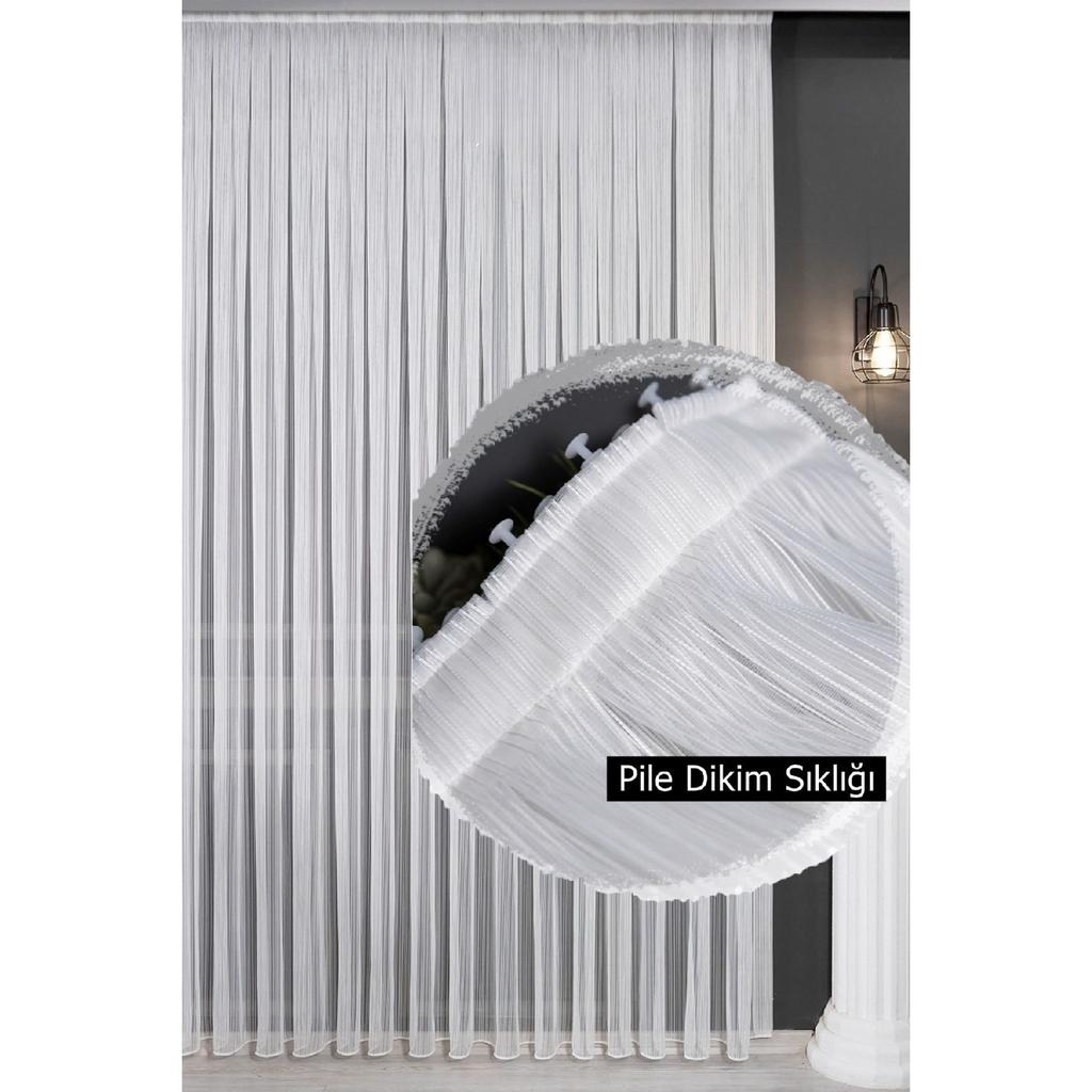 Striped Tulle Curtain, 1/3 Tight Pleated, Does Not Wrinkle, Does Not Require Ironing - Extra Weight