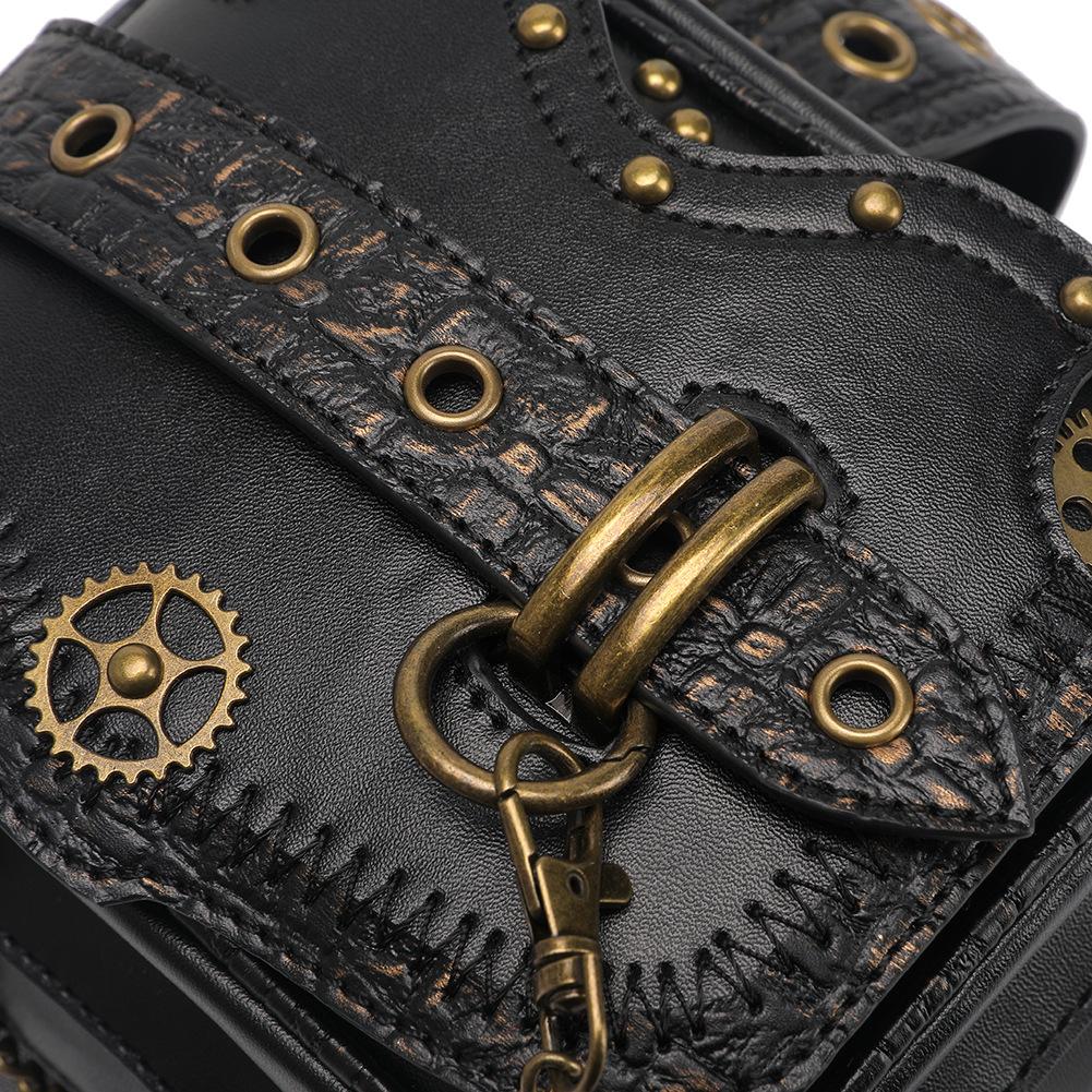 Women's Bag Punk Motorcycle Chain Bags Retro Pockets Men Mobile Phone Pockets Waist Bag Fanny Pack Leg Bag Waist Pack