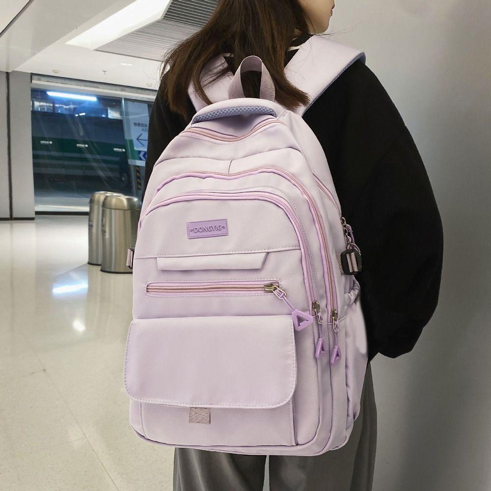 Large Capacity Simple School Bags Waterproof Girl's Backpack College Student Backpack  Travel