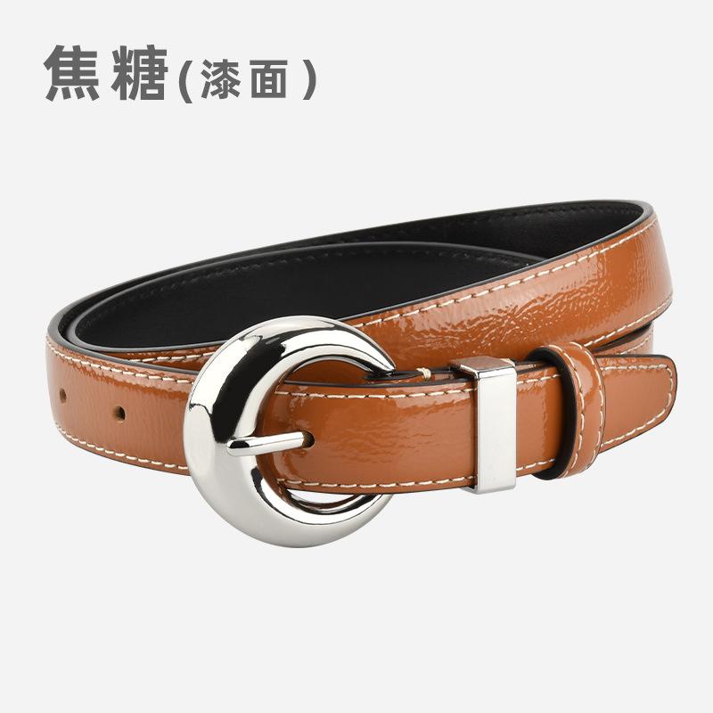 Lacquered Belt Women'S First Layer Cowhide Simple Jeans Decoration High-End Women'S Belt