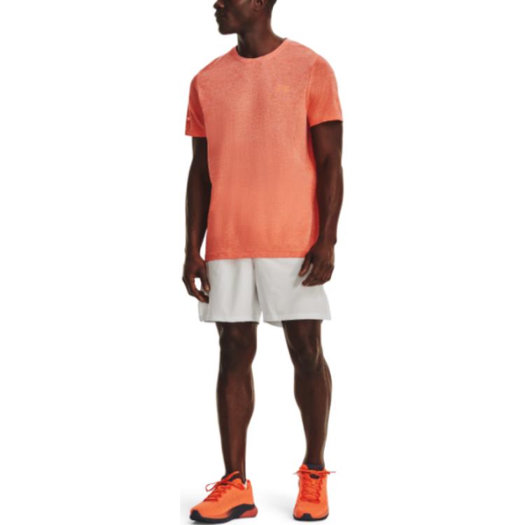Under Armour Solid Color Crew Neck T-Shirt Men Tops Orange 1375692-848