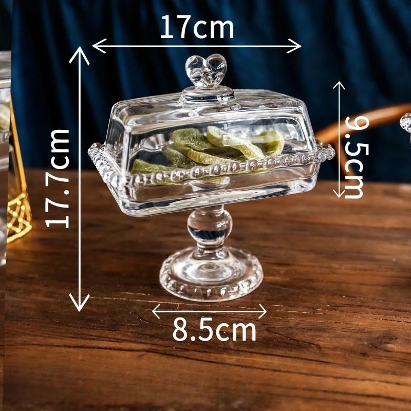 Support à gâteau en verre style nordique avec pied, Assiette à dessert élégante pour goûter, Plateau de service moderne pour snacks et fruits