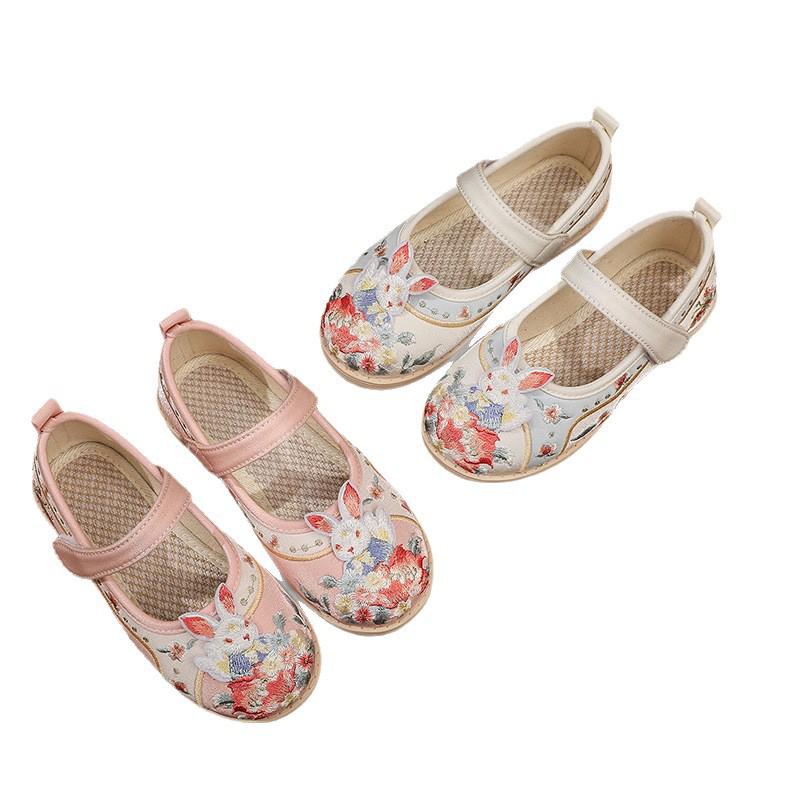 Embroidered Girls' Hanfu Shoes - Ethnic Style Children's Princess Costume Tang Suit Skirt Shoes
