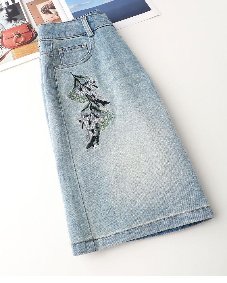 Women's High-Waist A-Line Wide Leg Embroidered Denim Shorts - Summer 2025 Collection