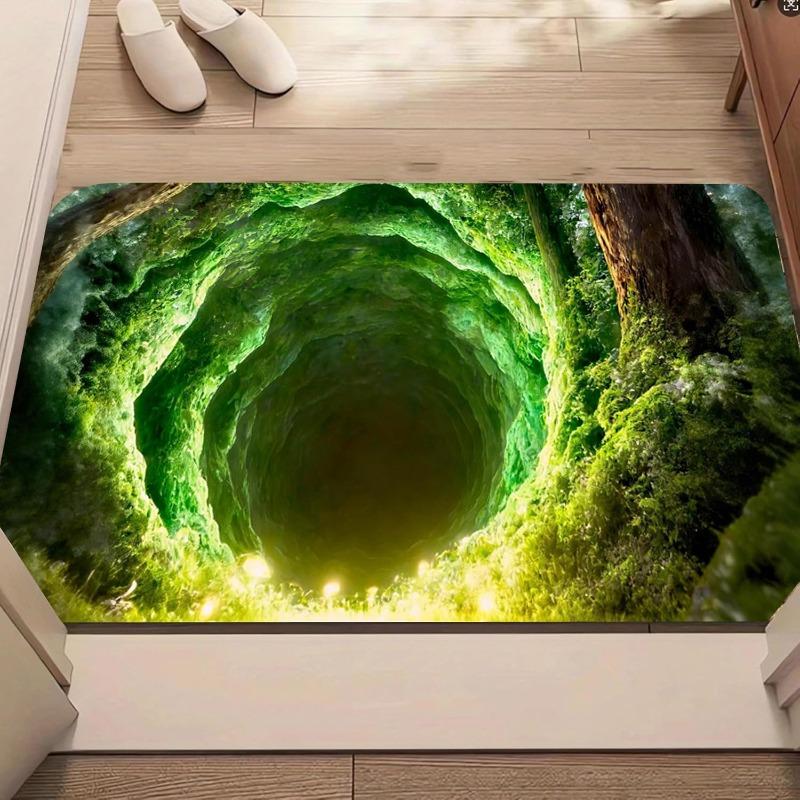 2D Print Lava Door Mat Volcano Crater Design Welcome Entrance Rug Realistic Magma Effect Soft Non-Slip Doormat Funny Home Decor