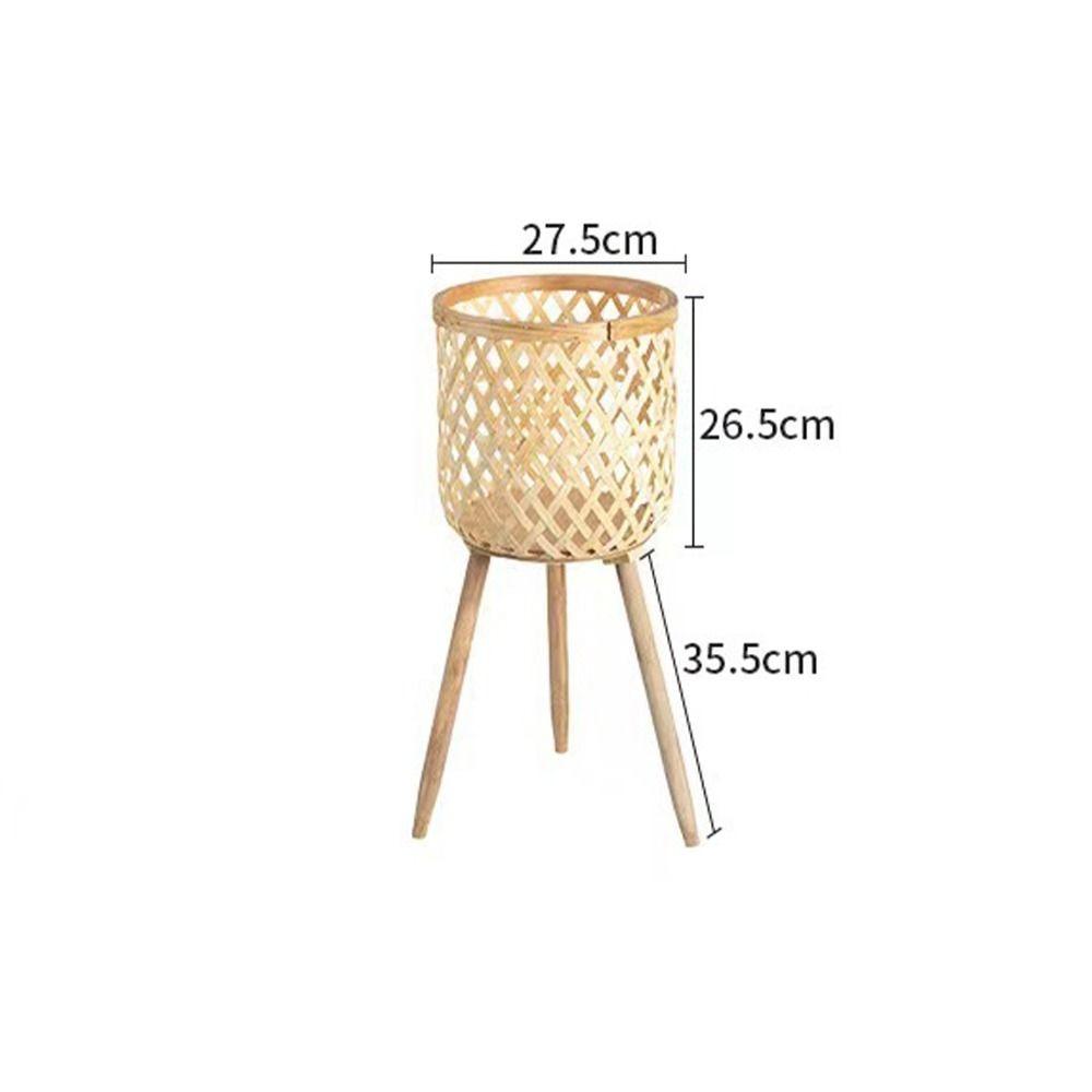 Handmade Bamboo Woven Flower Pot With Stand Stool With Legs Plant Flower Display Storage Stand Straw Woven
