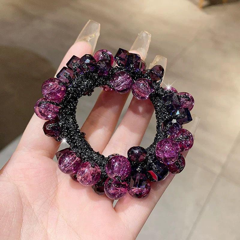 Shiny Crystal Woven Hair Band High Ponytail Elegant Hair Rope Rubber Band Chic Hair Ties Hair Accessoires Elastic Hair Bands