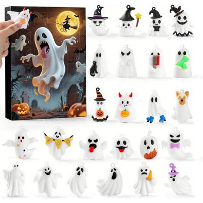 Halloween Advent Calendar 2025 24 Day Countdown Calendar with 24 Pcs Collectible Ghost/Gnome Dolls for Kids Teens