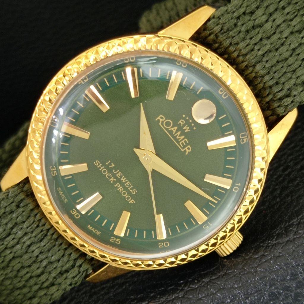 

VINTAGE HAND-WINDING SWISS MENS REFURBISHED GREEN COLOR DIAL WATCH a707326-1