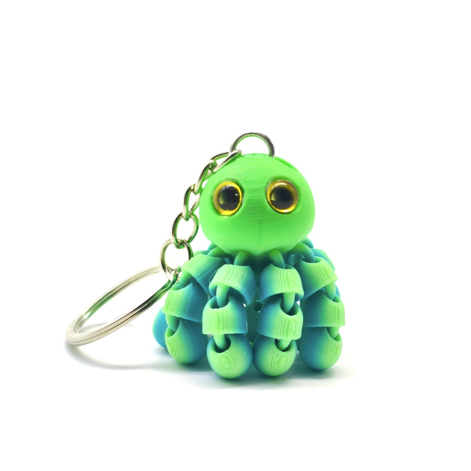 3D Printed Cute Octopus Keychain Pendant - Eight-legged Animal Model Keyring Ornament