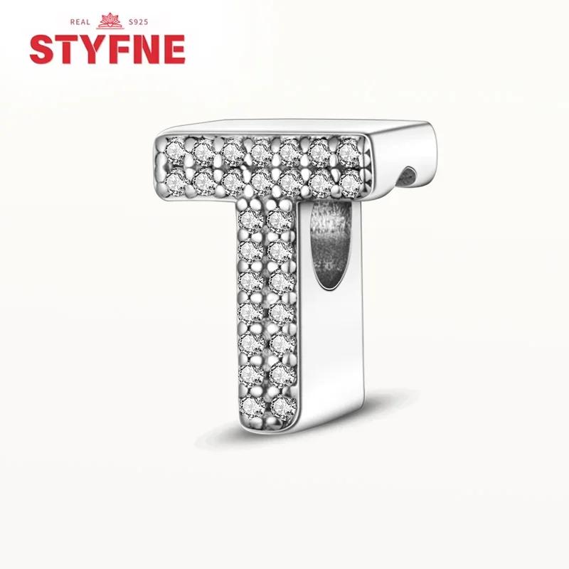 Kupfer 26 Buchstaben Glänzend Zirkon Alphabet Anhänger Perle Passend Original Armband DIY Feiner Schmuck Geschenk Für Frauen Machen