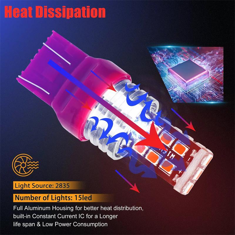 4Pcs 7443 7440 Red Flashing Strobe Blinking Rear Alert Safety Brake Tail Stop High Power Led Light Bulbs