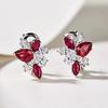 WUIHA 100% 925 Sterling Silver Sparkling Pear Marquise Cut Ruby High Carbon Diamonds Gems Ear Studs Earrings Fine Jewelry Gifts