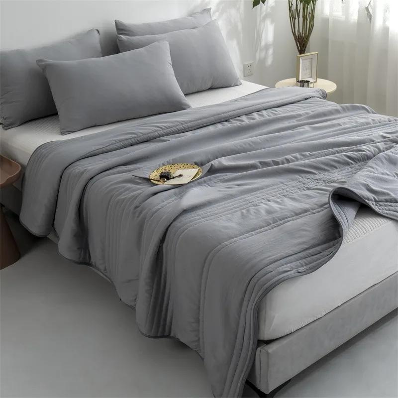 Japanese Style Summer Cooling Blanket Lightweight Cotton Air Conditioning Quilt for Hot Sleepers Adults Washable Single Double