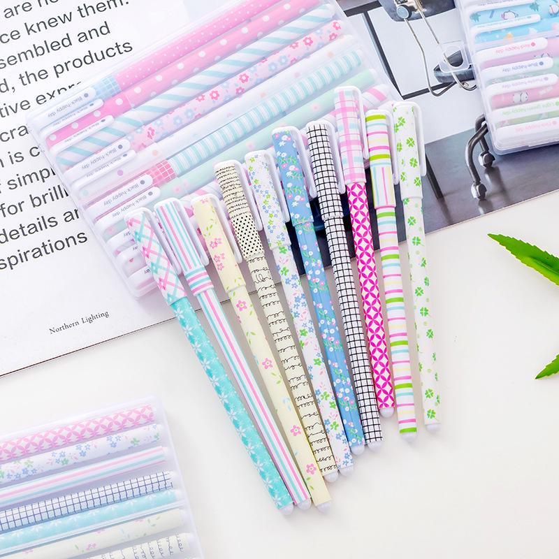 Korean Style Neutral Pen Set - Cute & Creative Colored Pencils, Black Signature Pens, 10 Pack for Students.