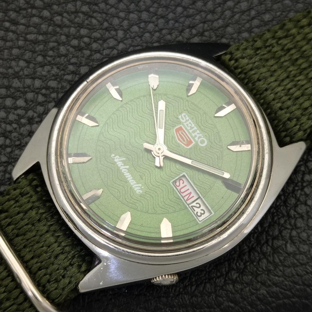 SEIKO 5 AUTOMATIC 6319A JAPAN MENS VINTAGE GREEN COLOR DIAL WATCH a701544-5 R206b-a701544
