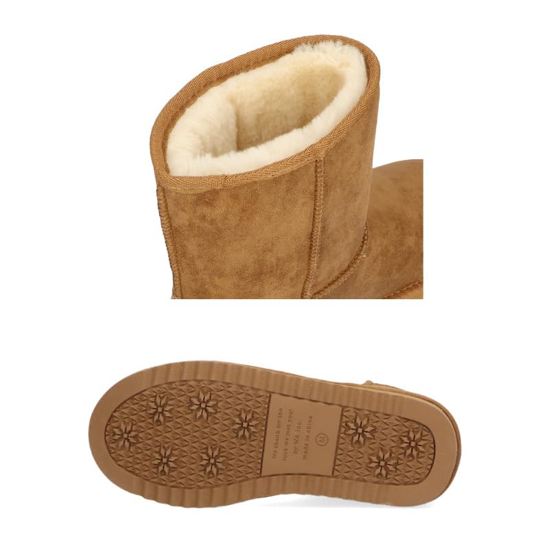 Oriental Traffic Women's Fur-lined Sheepskin Short Boots, Winter Snow Boots, Warm and Boa, Available In Large and Small Sizes, Sizes 25.0-25.5 Cm, 254