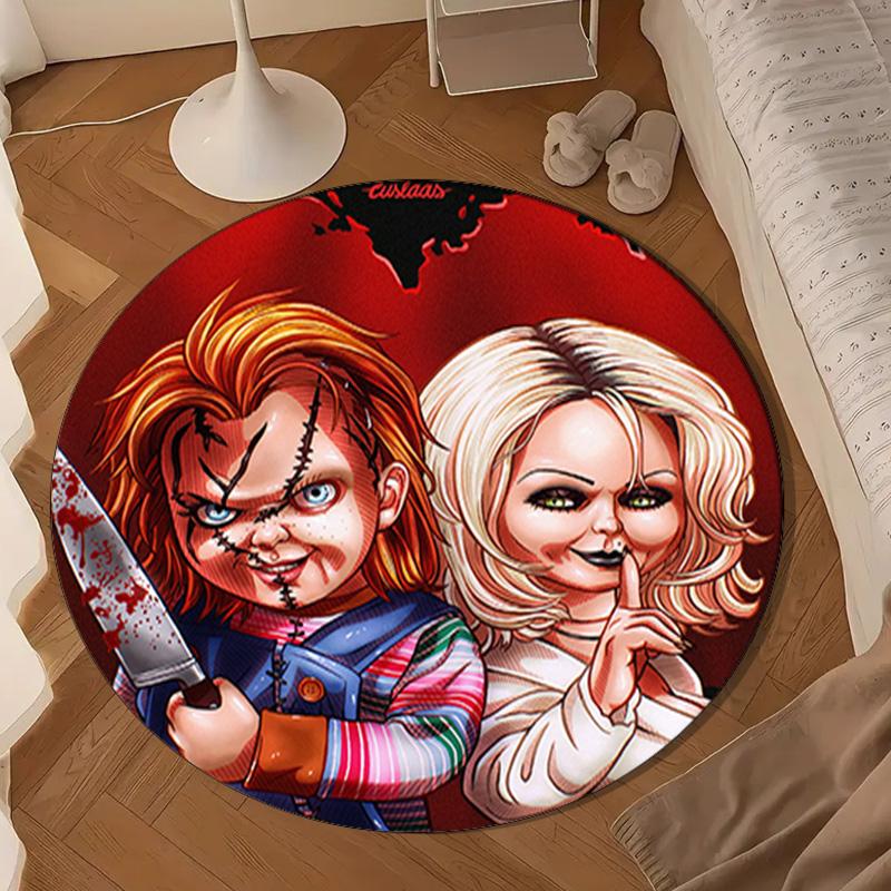 Chucky And Tiffany's Wedding Round Rug for Livingroom,Bedroom, Palyroom, Chair Rug, Area rug, Circle Carpet, Large Size Fan Christmas gift