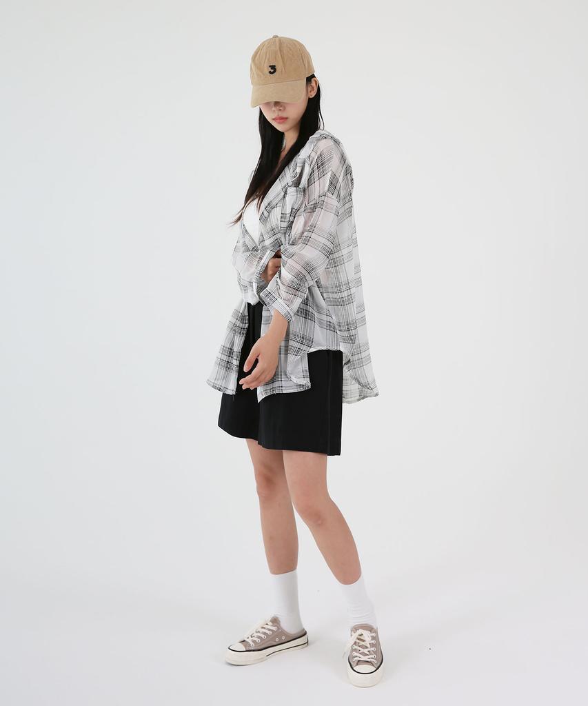 UMM Women'S See-Through Oversized Check Hoodie