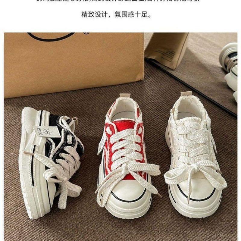Platform Canvas Shoes Women's Shoes Autumn New Heightening Beggar Board Shoes Female Students Versatile White Shoes