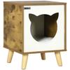 Wooden Cat House Indoor Cat House with Washable Cushion and Elevated Legs 34x34x44.5 Cm Brown