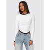 New Versatile Women'S Long Style Sexy Casual Fashionable Comfortable High-End T-Shirt Top Base Shirt