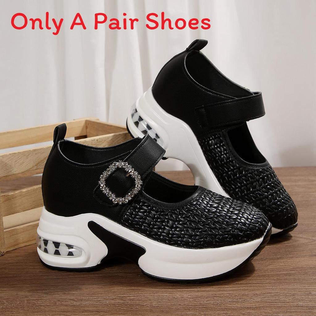 Water Diamond Heel Sneakers With Adjustable Strap For Casual Wear Women
