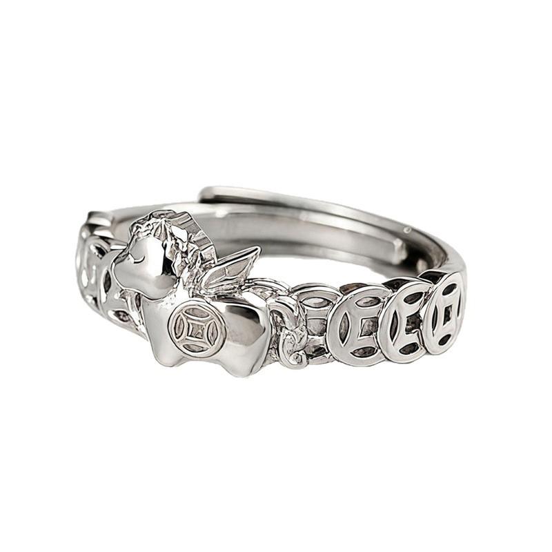 Year Of The Horse Ring Simple Coin Opening Adjustable Ring High-End Feel Zodiac Year Gift Accessories