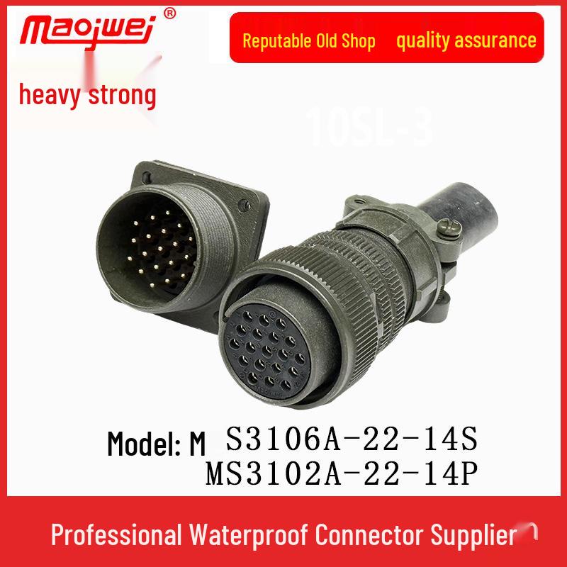 Heavy Duty 19-Pin Male & Female Connector US Standard Plug MS3106A22-14S Socket & MS3102A22-14P