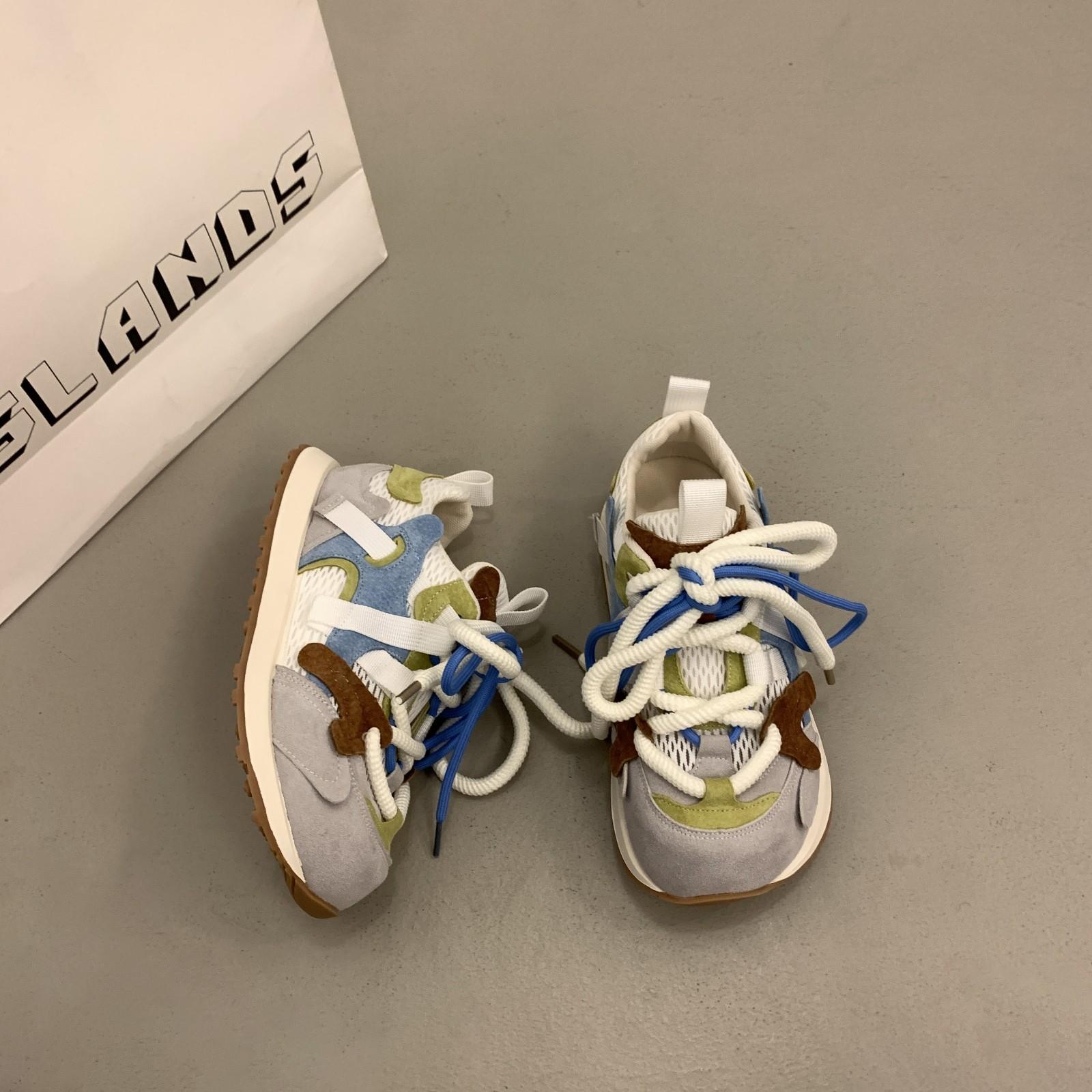 

Модные дизайнерские массивные кроссовки для мужчин, обувь с закрытым дном, модные повседневные кожаные дышащие туфли с увеличенной внутренней платформой 35 синий