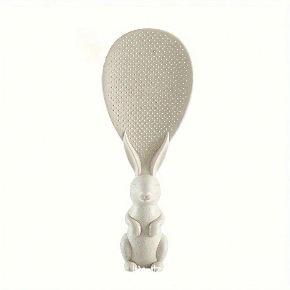 1PC Cute Rabbit Rice Spoon  Heatproof Plastic Scoop For Kitchen/Camping, Non-Stick Vertical Handle ,18cm