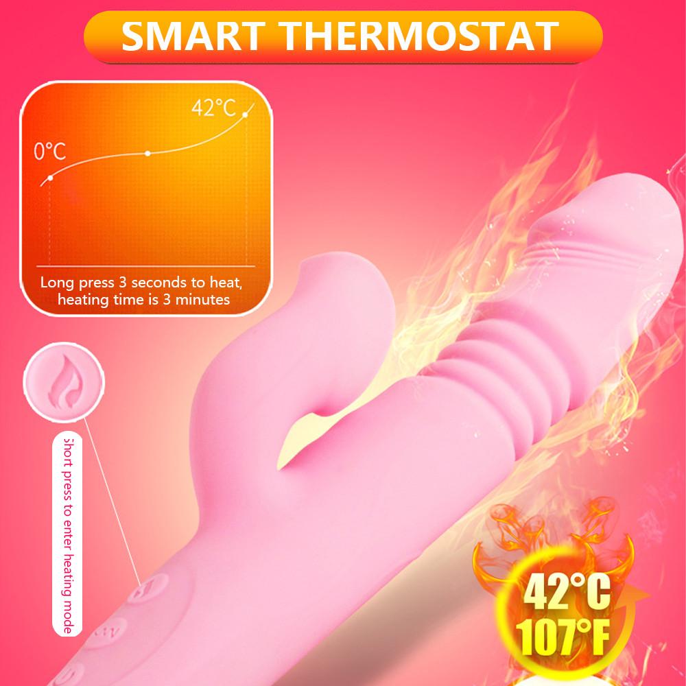 Double Tongue Vibrating Dildo for Women, Heating Telescopic Rotating Vibrators, Anal Clitoris Vaginal Stimulator Sex Toys
