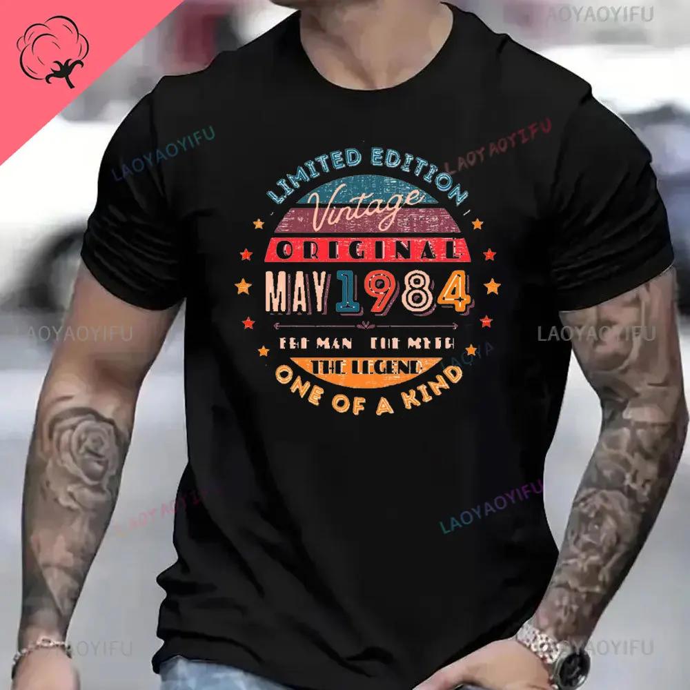 Vintage 1984 Birthday Cotton T Shirts for Men Women Short Sleeve Clothing Retro Tshirts Born in 1984 Clothes for Men Tops Tee