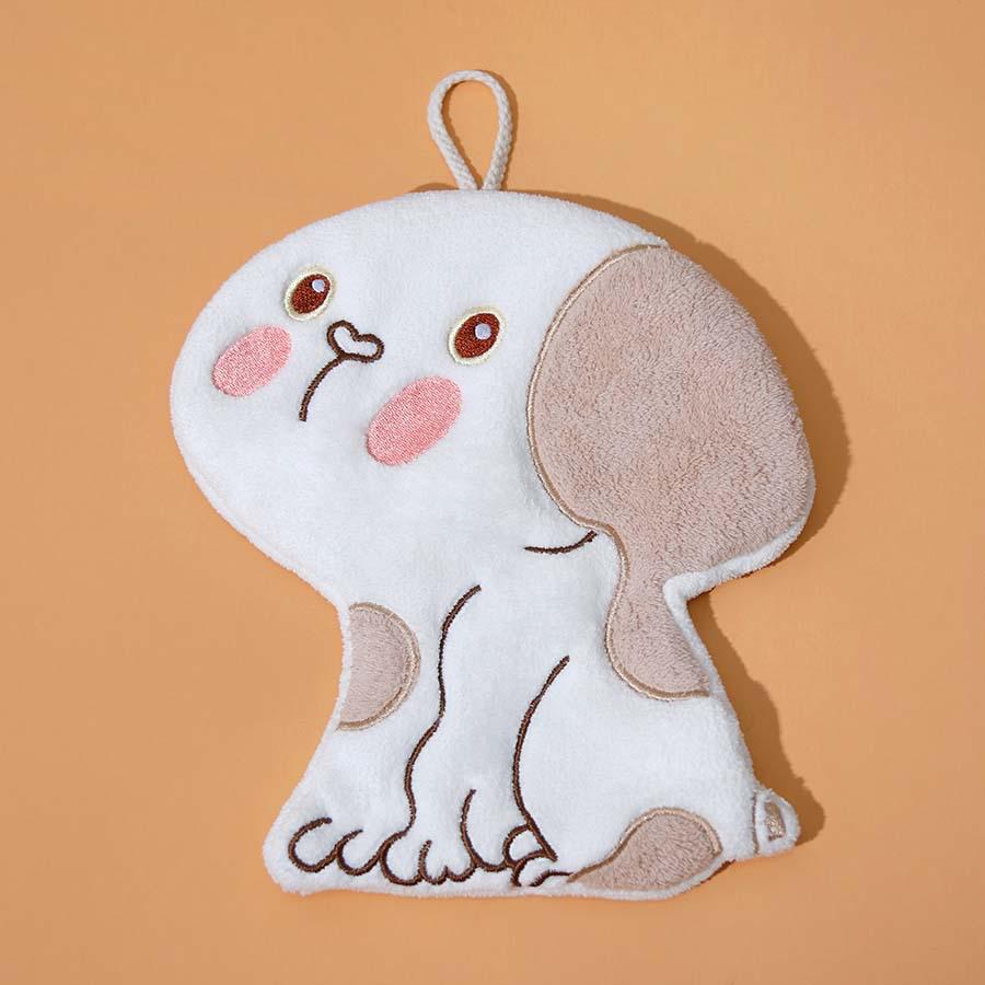 Soft Cute Cartoon Coral Fleece Hanging Hand Towel - Absorbent Kitchen Wiping Cloth