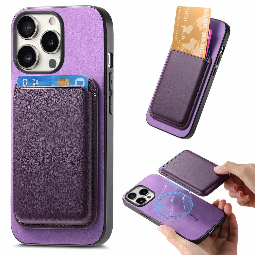 B2 For iPhone 16 Pro Case Detachable Magnetic Card Bag Leather+TPU Phone Cover