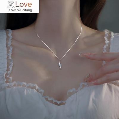 Fashion 925 Sterling Silver Chain Pendant Necklace Lightning Necklaces For Women Shiny Chain Wedding Jewelry