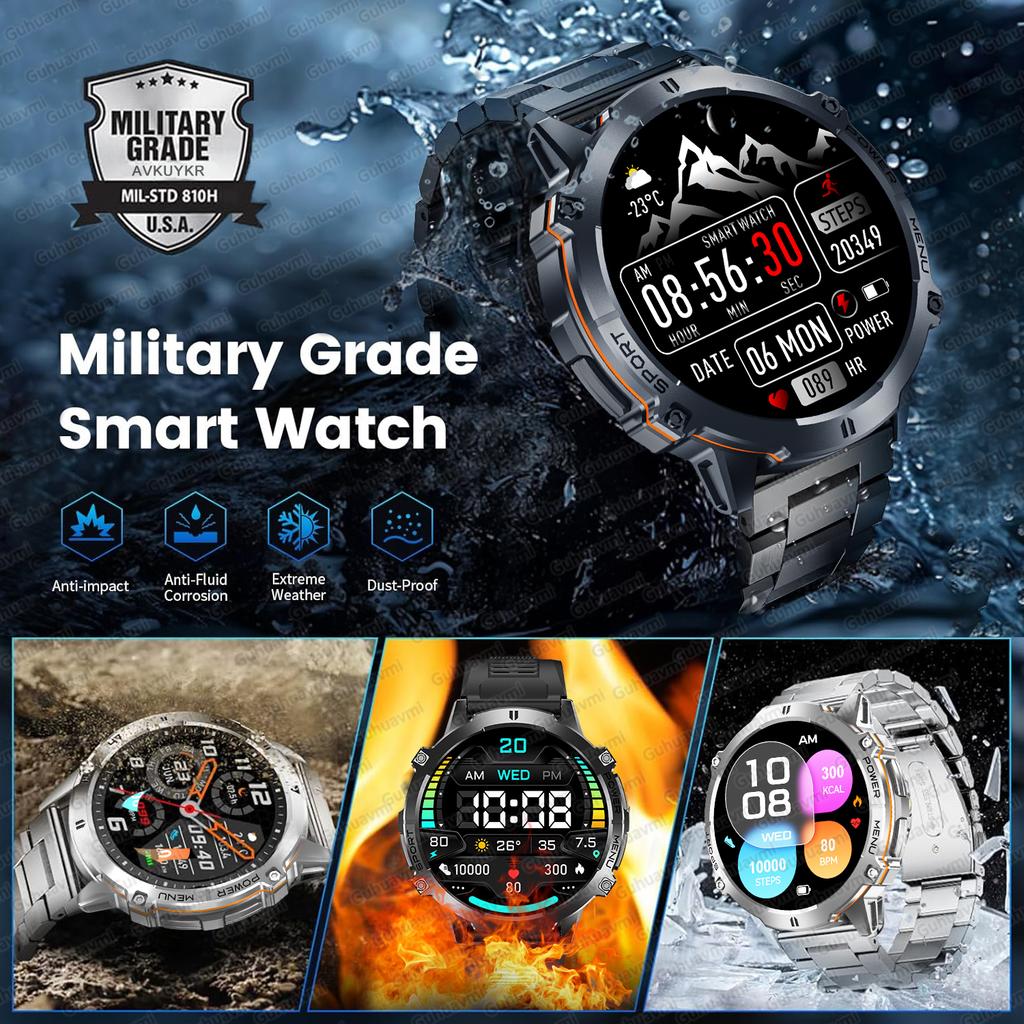 New TANK 3 Men Swim 1000mAh Battery Smart Watch IP69K&10ATM Waterproof GPS Compass Altimeter Call AMOLED Outdoors Sport Watches